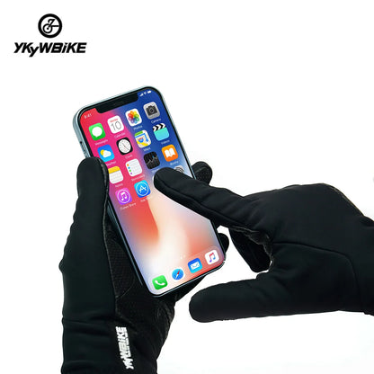 YKYWBIKE Gants de cyclisme d'hiver en polaire thermique pour les doigts, imperméables, coupe-vent, pour le sport en plein air, pour vélo et moto