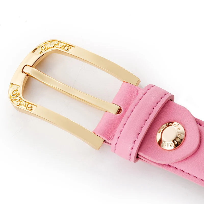 Ceintures en cuir véritable pour femmes Pierre Cardin Ceinture à boucle aiguille pour femmes Ceinture rose