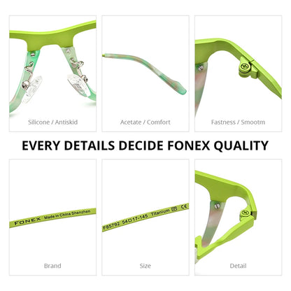 FONEX Acetate Titanium Eyeglasses Frame Men 2024 New Women Fashion Square Glasses Spectacles Eyewear F85792