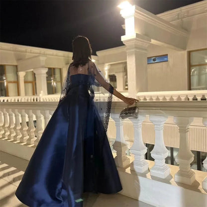 Formal Dress Evening Saudi Arabia Strapless Ball Ankle Length Skirts Tulle Draped Sleeveless Embroidery Bespoke Occasion Dresses