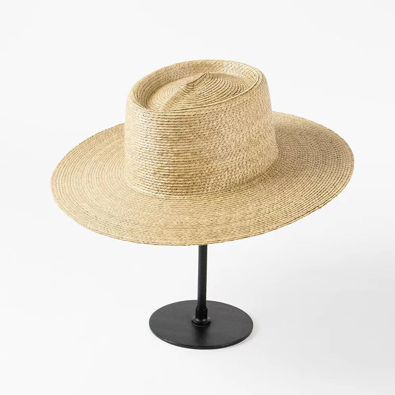 Chapeau de paille en feuille de tournesol fait à la main pour femme et homme, chapeau de bateau de luxe de styliste coréen, mode européenne et américaine, été