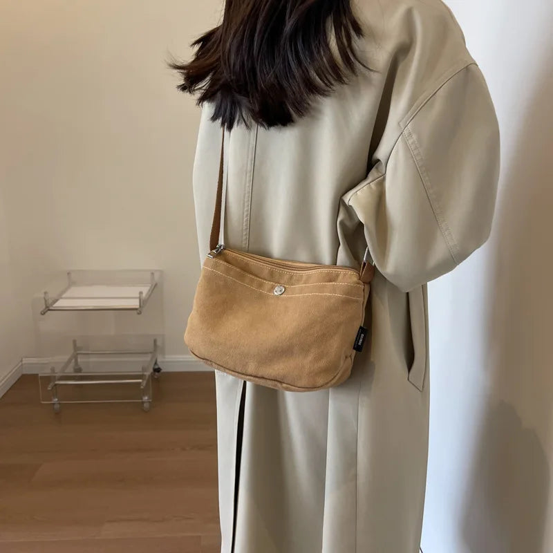 Petit sac en toile pour femme, sac à bandoulière noir, sac messager pour femme, sac écologique Y2K, sac de shopping coréen pour étudiant, sac latéral pour livre