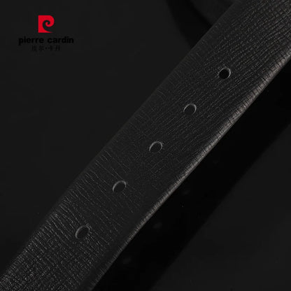 Pierre Cardin Men's Commerce Fashion Genuine Leather Belts needle buckle waistband for Men Black Belt