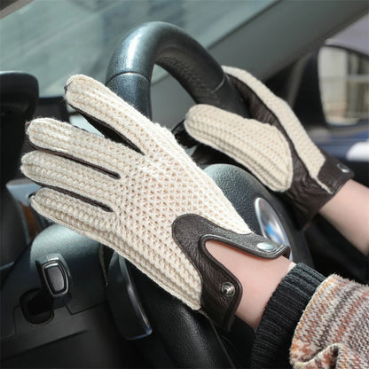 Gants de moto rétro Harley pour hommes et femmes, en peau de mouton, pour conducteurs de locomotive, conduite en maille tricotée, écran tactile, cuir respirant