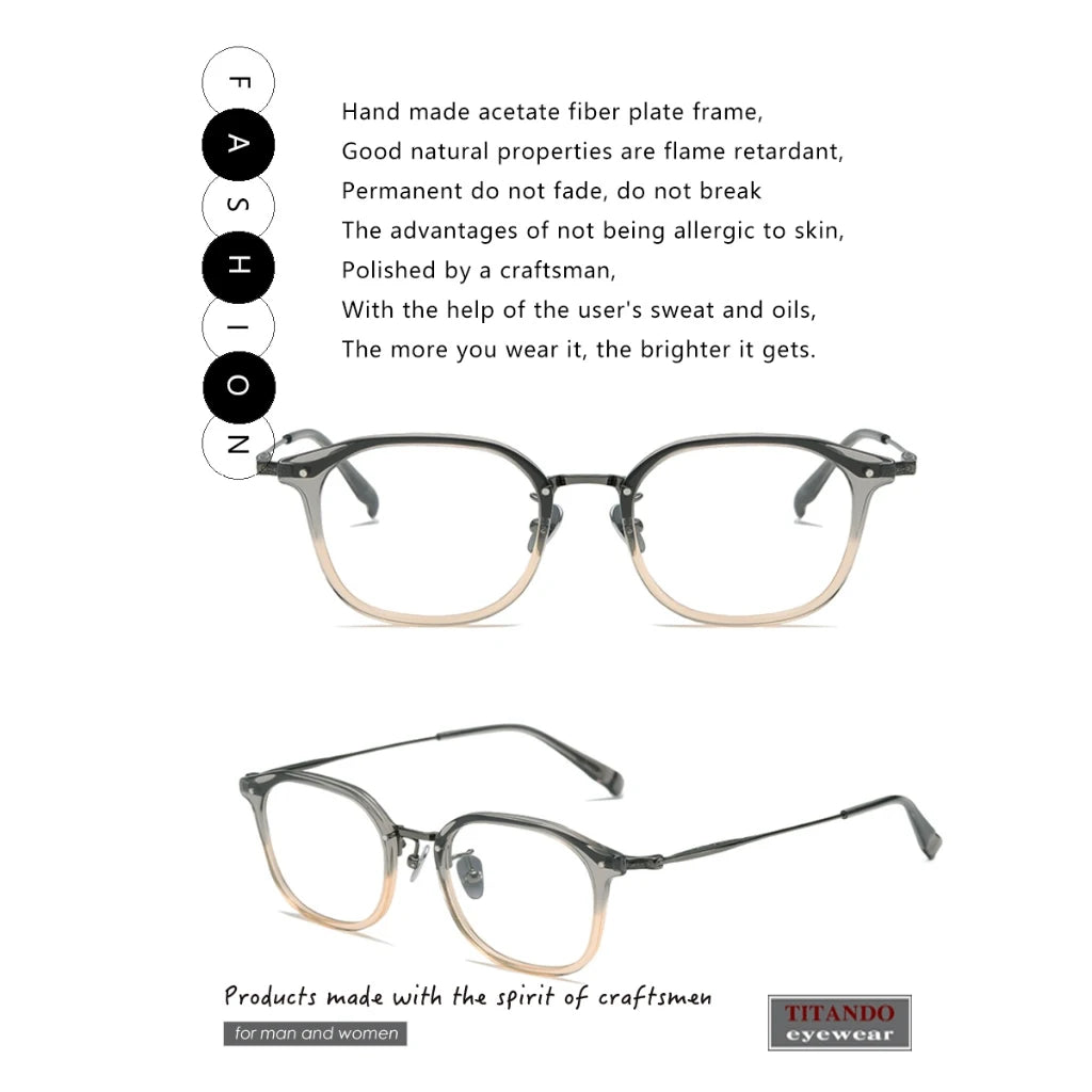 Japanese Style Titanium and Acetate  Combination Frame for Men and Women Gradient color eyeglasses Eyevan Same Design FOSTER