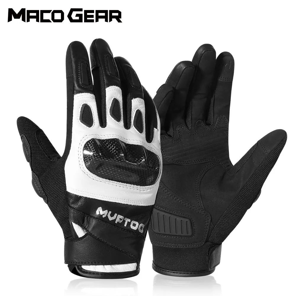 Men Cycling Gloves Leather Touch Screen Outdoor Road Bike MTB Riding Sports Hiking Bicycle Motorbike Anti-slip Protective Gear