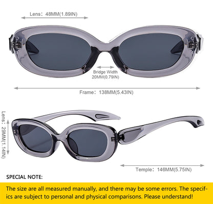 Trendy Oval Sunglasses For Women Men Vintage Fashion Retro Small Frame 90’s Style Tinted Glasses UV400 Protection