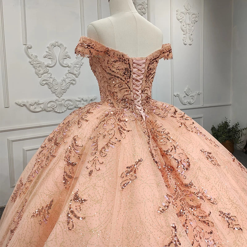 Elegant Orange Quinceanera Dress Sweetheart Sleeveless Organ With Sequins Beaded Ball Gown Evening Dress