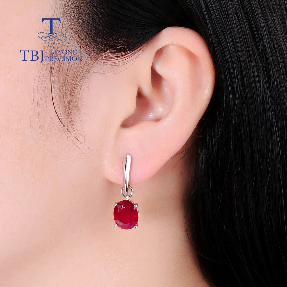 Light luxury Natural Ruby Women's Earrings Necklace Jewelry Set 925 sterling Silver Fine jewelry Anniversary wedding