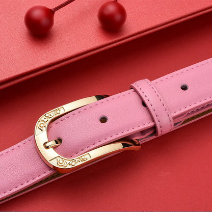 Ceintures en cuir véritable pour femmes Pierre Cardin Ceinture à boucle aiguille pour femmes Ceinture rose