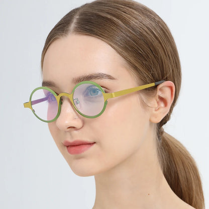 FONEX Monture de lunettes en titane coloré pour femmes 2023 Nouvelles lunettes rondes à la mode pour hommes F85771