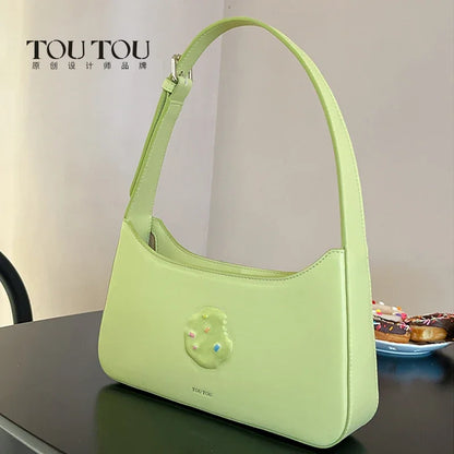 Sac à bandoulière TOUTOU Cookie Decor, sac à main au design de niche pour femme, sac baguette en similicuir tendance pour un usage quotidien et les déplacements