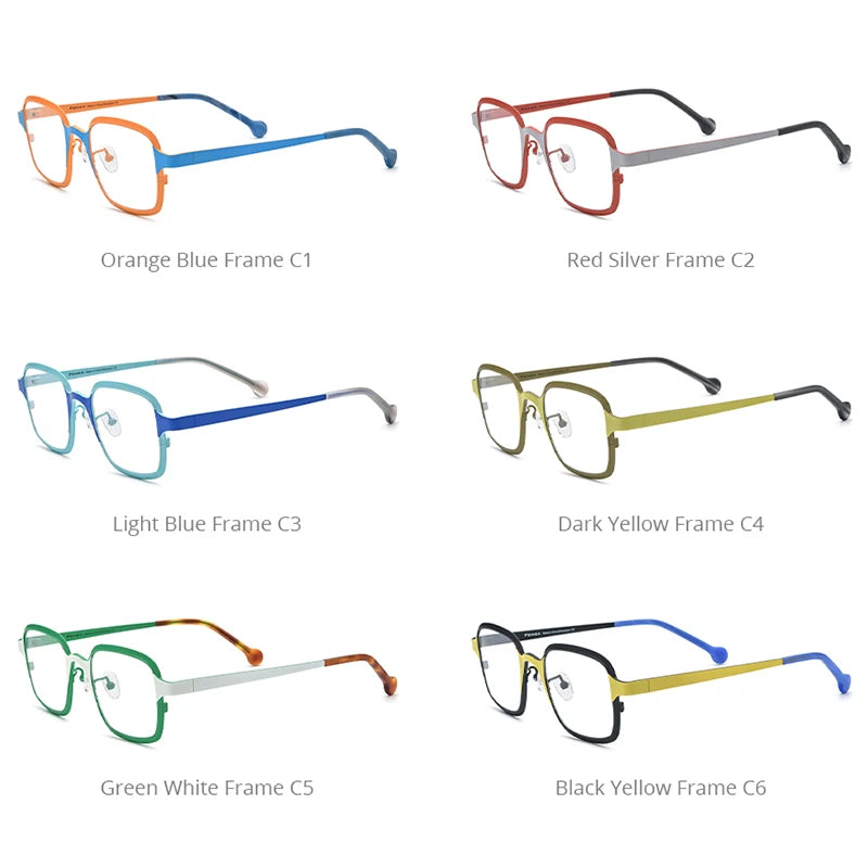 FONEX Pure Titanium Eyeglasses Frame Men 2024 New Retro Square Glasses Women Colorful Eyewear F85805