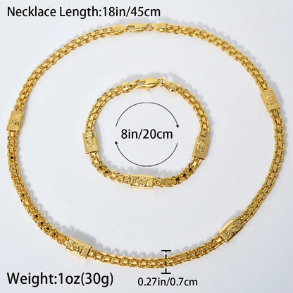 Luxury 18k Gold Color 7mm Chain for Men Women Bracelet Necklace Jewelry Set Fashion Party Christma Gifts Jewelry Accessories