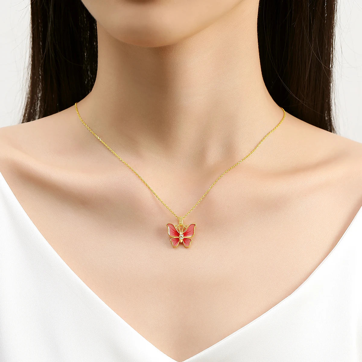 Collar de mariposa de lujo en oro de 18 quilates 100 % auténtico con certificado Colgante de moissanita Joyas originales de oro AU750 K Regalos para mujeres