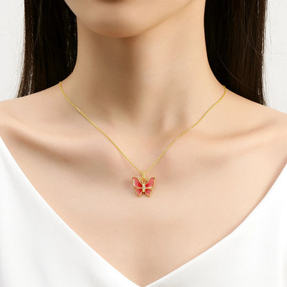 Collier papillon de luxe en or 18 carats véritable 100 % avec certificat pendentif moissanite bijoux en or AU750 K originaux cadeaux pour femmes