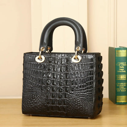 Nouveau sac à main de luxe à motif crocodile pour femme, sac à bandoulière asymétrique en cuir véritable, sac à la mode, sac haut de gamme pour femme