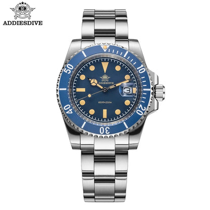 Montre à quartz de luxe ADDIESDIVE avec affichage du calendrier, 41 mm, montre-bracelet tendance en acier inoxydable, 20 bars, plongée, super lumineuse, AD2054