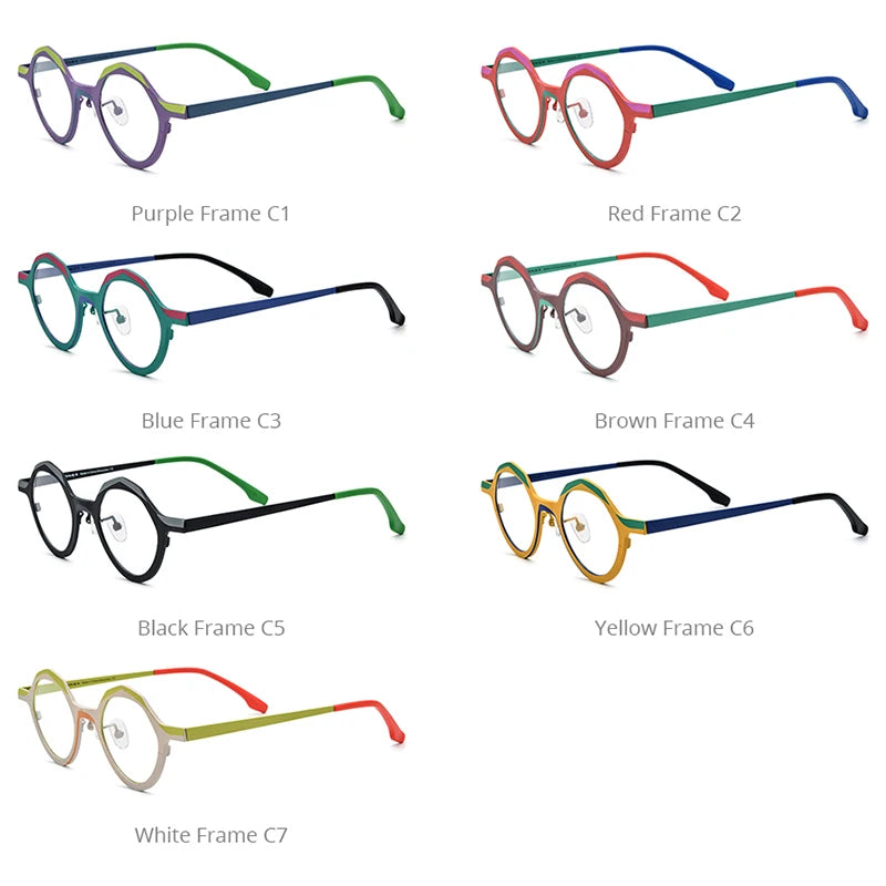 FONEX Pure Titanium Eyeglasses Frame Women Colorful Retro Polygon Glasses 2024 New Eyewear F85803