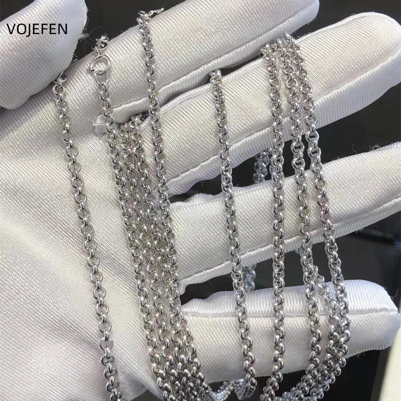 VOJEFEN Long Necklace For Woman 18K Gold O Chain Original Pure Luxury Designer Jewelry K Gold Men Neck Necklaces Luxury Brand