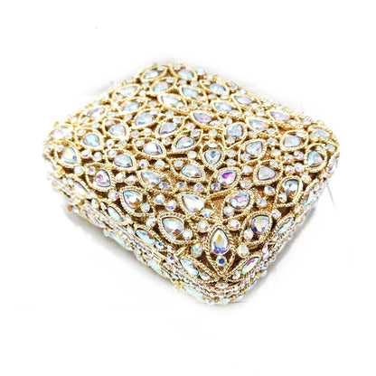 Large Stone Square Evening Bag For Luxury Crystal Hard Metal Clutch Purses Diamond Women Rhinestone Handbags Dinner Party Clutch