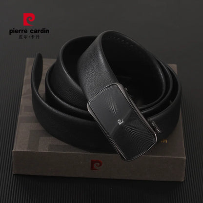 Pierre Cardin Men's Commerce Fashion Genuine Leather Belts Automatic buckle waistband for Men Black Belt