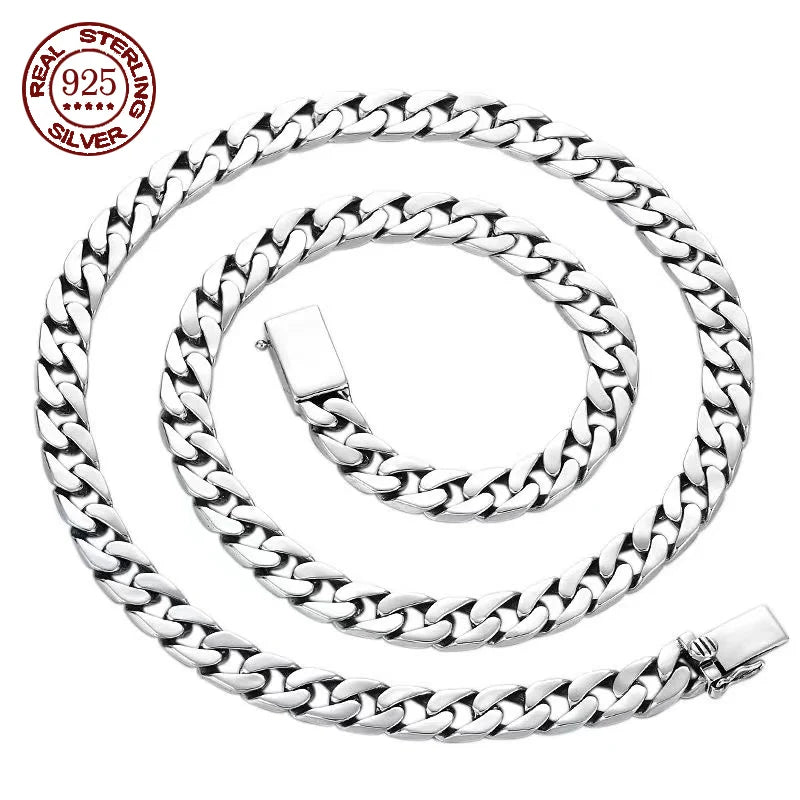 Collar de plata esterlina S925 auténtica y sólida para hombres y mujeres, joyería para parejas punk, collar de plata S925 auténtica, regalo de joyería certificado