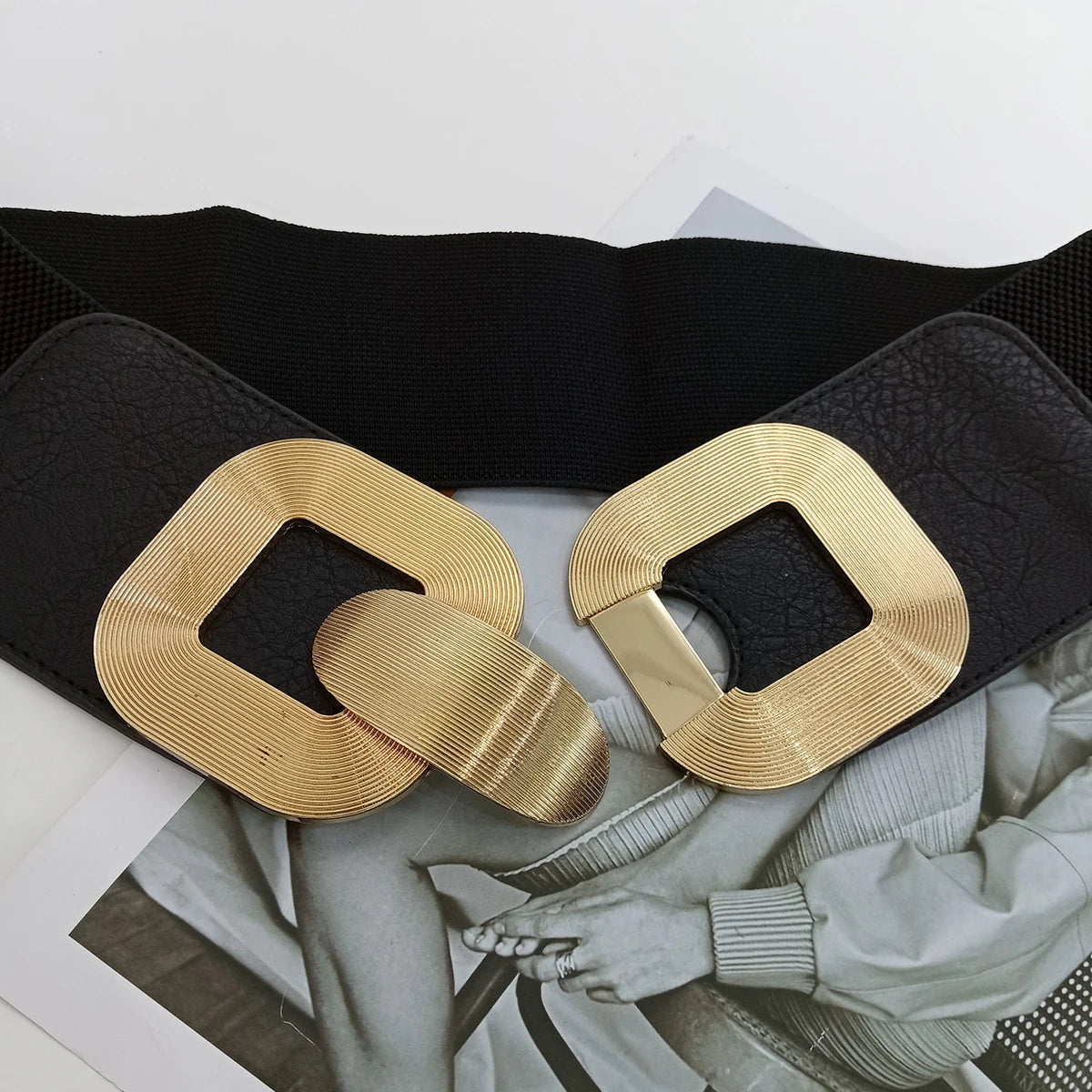 Ceinture corset élastique noire pour femme, ceinture à boucle dorée, ceinture extensible, ceinture rouge pour femme, ceinture beige de haute qualité