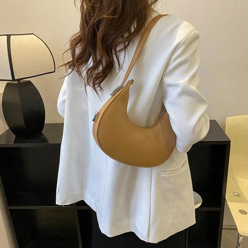 Fashion Luxury Design PU Leather Shoulder Bag Women Small Clutch Handbag Purse Female Underarm Bag Travel Totes