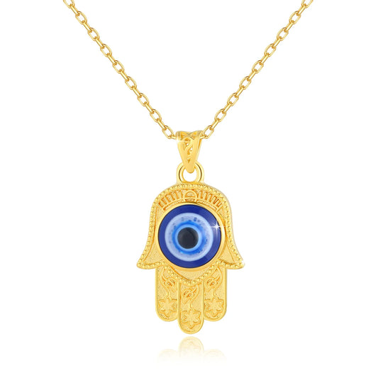 Szjinao 100% 18k Real Gold Evil Eye Necklace Hand Luxury Design With K Gold Certificate Pendant Jewelry For Women Istanbul Gift