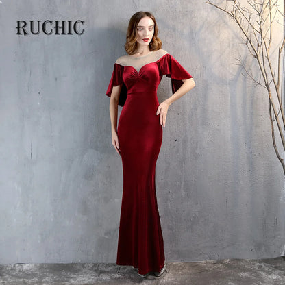 Fashion Women's Elegant Evening Dress O-Neck Solid Color Fishtail Sheath Maxi Dress for Parties Special Occasions 2024 New