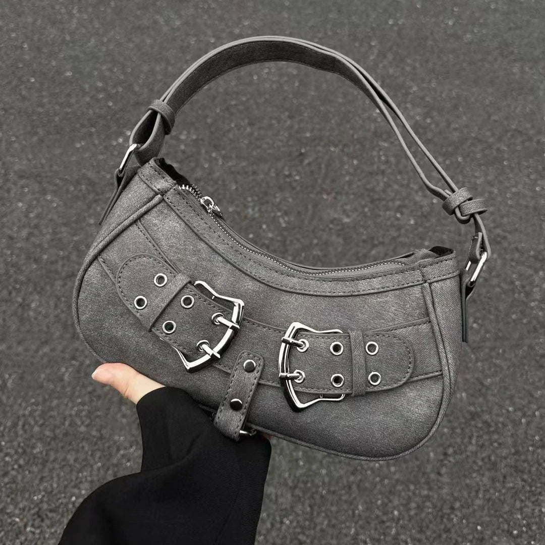 Bolso de mano de gran capacidad estilo retro americano, bonito bolso de moda Y2k de metal para mujer, bolso de hombro, bolso de almacenamiento, bolsos de mano para mujer