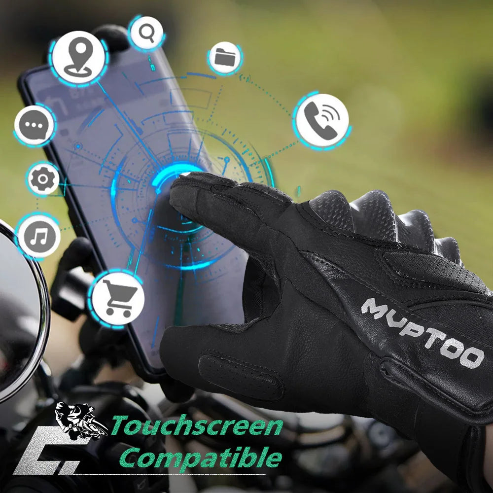 Guantes tácticos de cuero genuino con pantalla táctil y protección dura para paintball, ciclismo, deportes, senderismo, motocicleta, antideslizantes, equipo a prueba de golpes