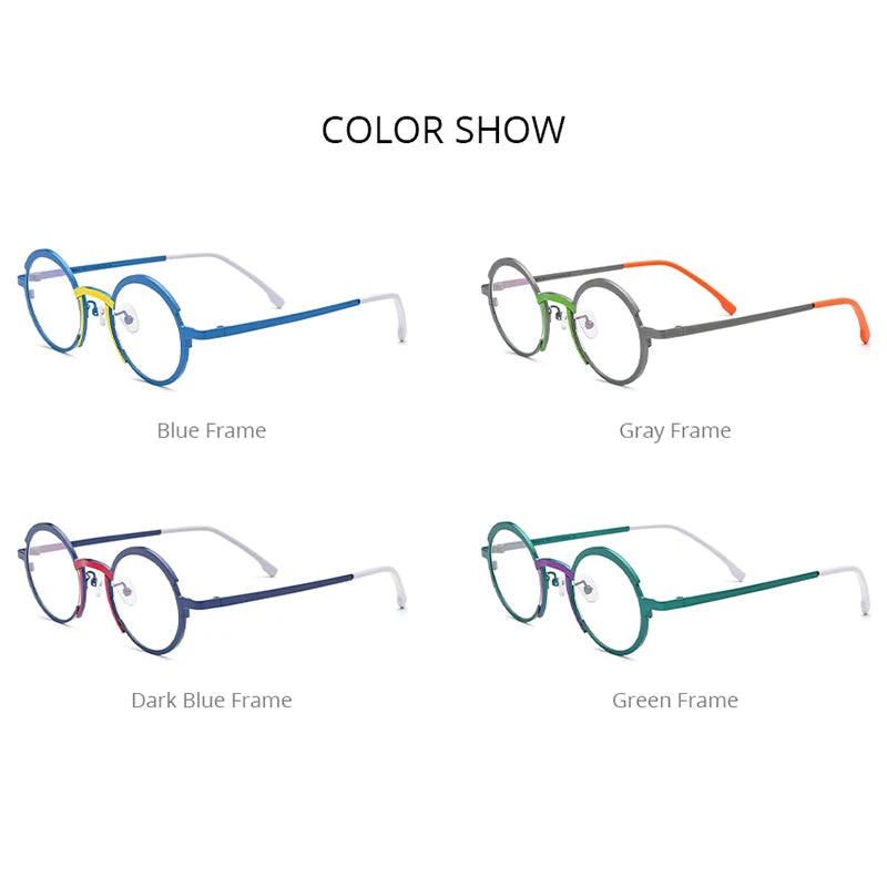 FONEX Monture de lunettes en titane coloré pour femmes, nouvelle mode rétro ronde, lunettes F85773