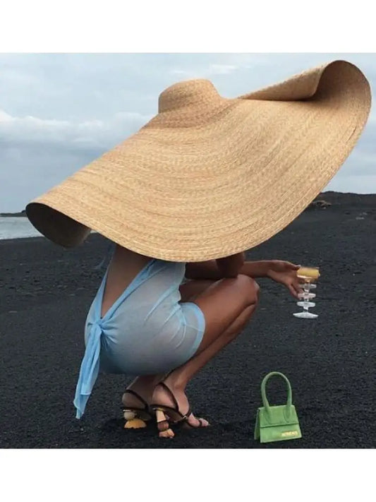 Sombreros de paja de ala grande de 80 cm para mujer, sombreros de verano para turismo, para viajes, playa, protección solar, gorras