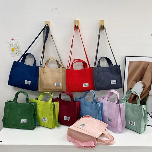 Nuevo bolso de mano de pana vintage, bolso bandolera estilo retro, bolso informal para mujer, bolso de hombro, varios colores disponibles