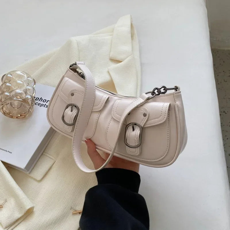 Sac à bandoulière en cuir tendance pour femmes 2023 Tendance féminine Simple Petite poche Design Sacs à main et sacs à main sous les aisselles