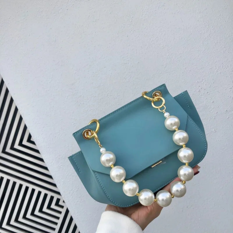 New Exquisite Pearl Beading Handbag Advanced Sence All-match Spring Summer Commuter Mini Bolsas Korean Simple Pack for Women