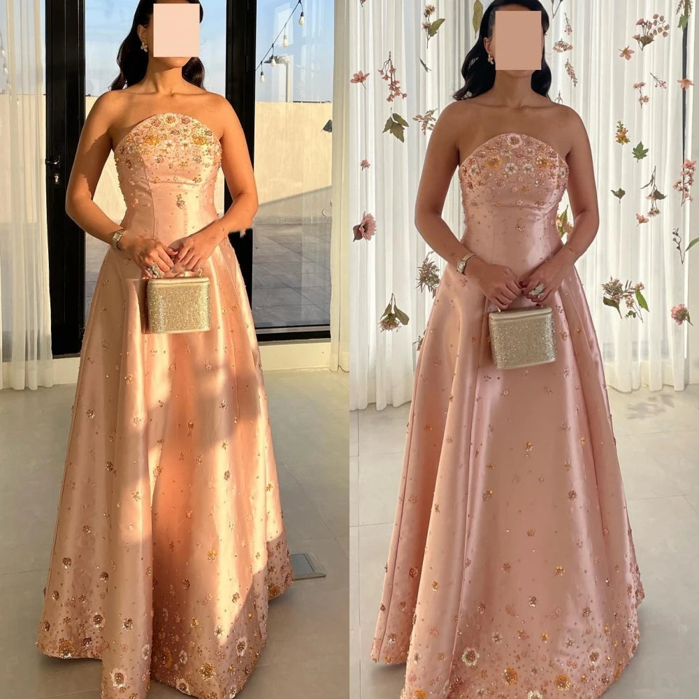 Robe de plage plissée en satin à paillettes, ligne A, festonnée, sur mesure, robe longue pour occasion spéciale