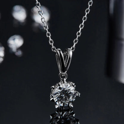 Collier classique en argent S925 avec diamant de laboratoire de 1 carat et diamant de laboratoire de 0,5 carat * 2 boucles d'oreilles à tige, avec NGIC ce