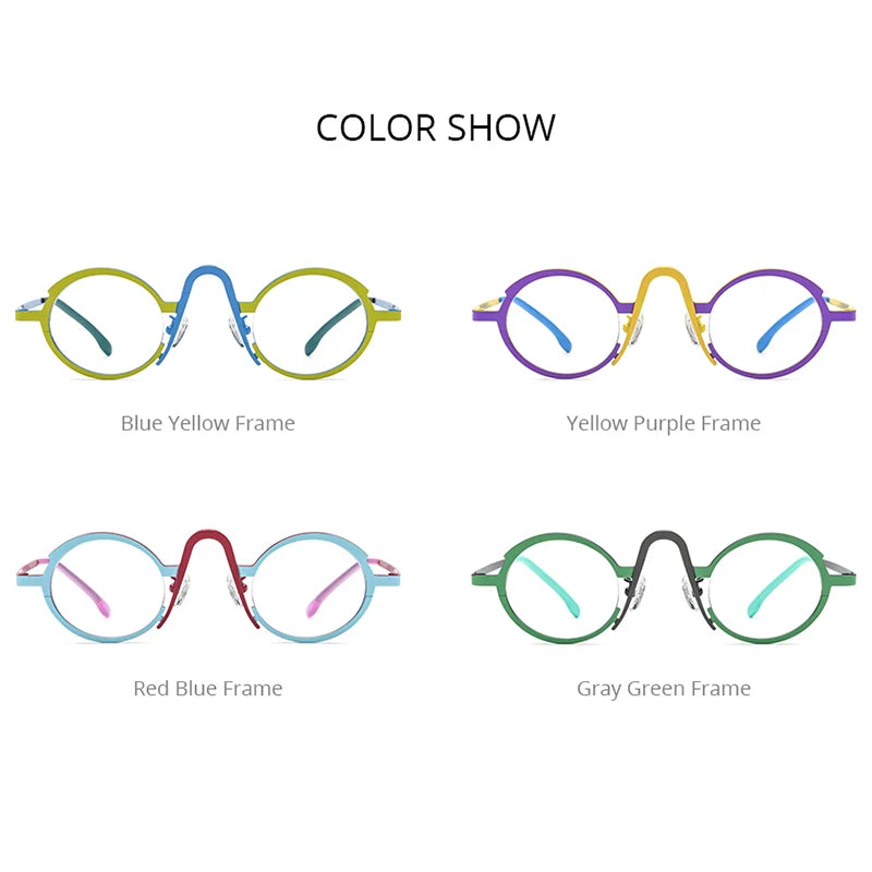 FONEX Monture de lunettes en titane coloré pour femmes Lunettes ovales rétro à la mode 2023 Nouvelles lunettes F85772