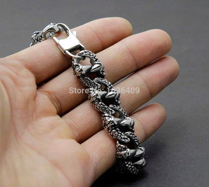 Pulsera de cadena de acero inoxidable 316L estilo punk y motero para hombre