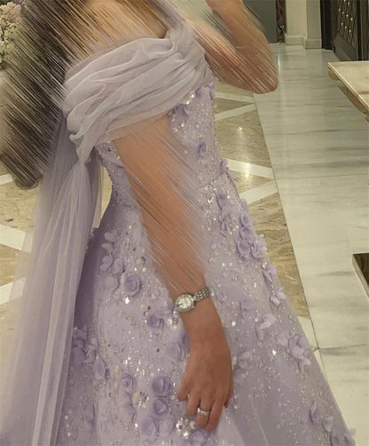 Evening Dress Formal Prom Gown Sheer Straps Bateall A-line Floor Length Flower Tulle Bespoke Occasion Dresses Saudi Arabia