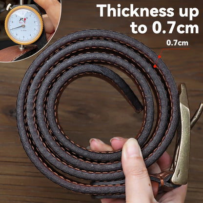 Thick Original Leather Belt Vintage Men Wide Belt Male Cowhide Real Genuine Leather Single Pin Buckle Strap Cowboy Jeans Belt