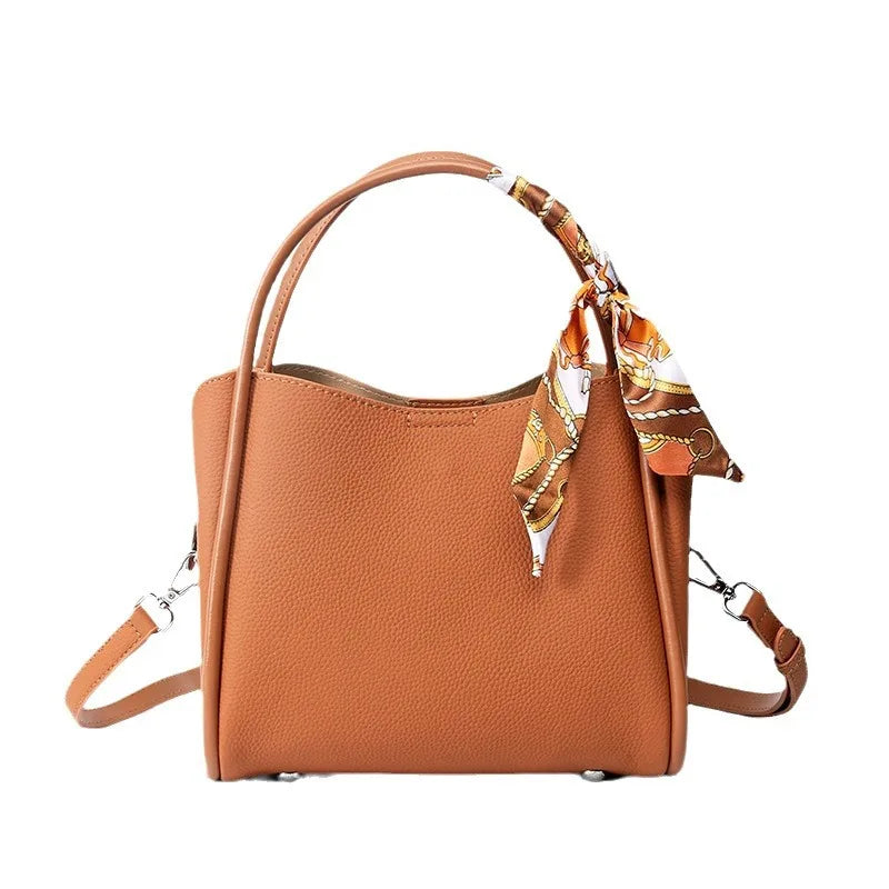 Leather Bucket Bag Women's Commuter Bag Handheld Crossbody Bag Head Layer Cowhide Women Purses And Handbags