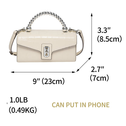 Sac fourre-tout de luxe pour femme rétro tofu petit sac à bandoulière carré en perles sac à main à rabat en cuir de vachette pour femme 2022