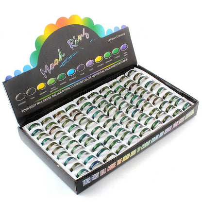 100pcs/set 6mm mood ring emotion Feeling Temperature change color rings for women unisex with a box wholesale lots bulk jewelry