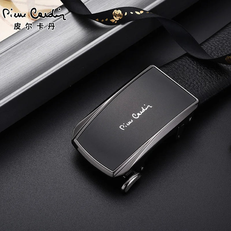 Pierre Cardin Men's Commerce Fashion Genuine Leather Belts Automatic buckle waistband for Men Black Belt