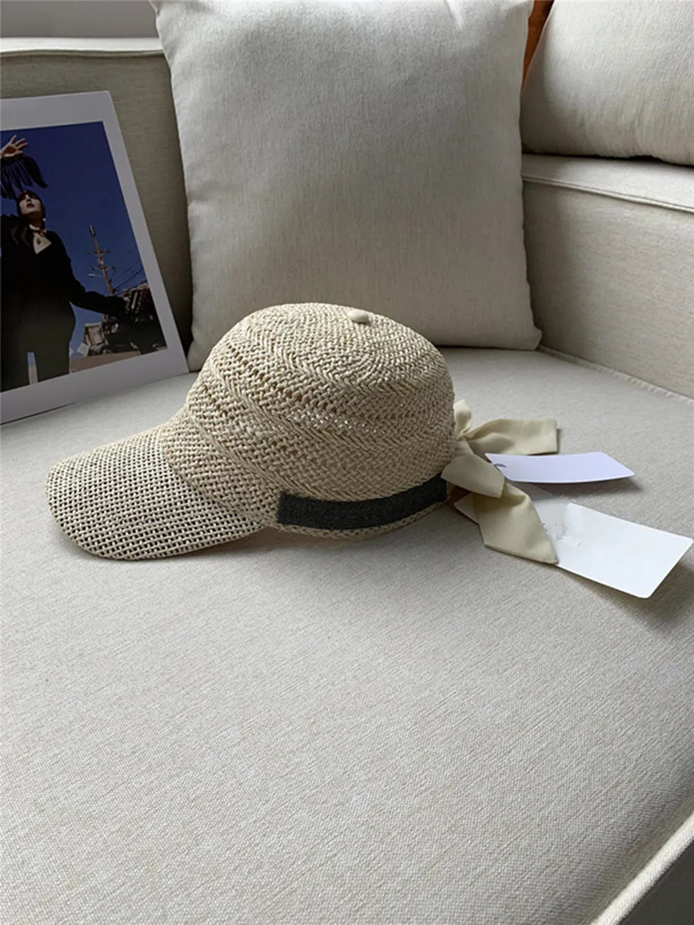 High Quality straw hat Bow Duck Tongue Sun Protection Cap Spring And Summer B*C