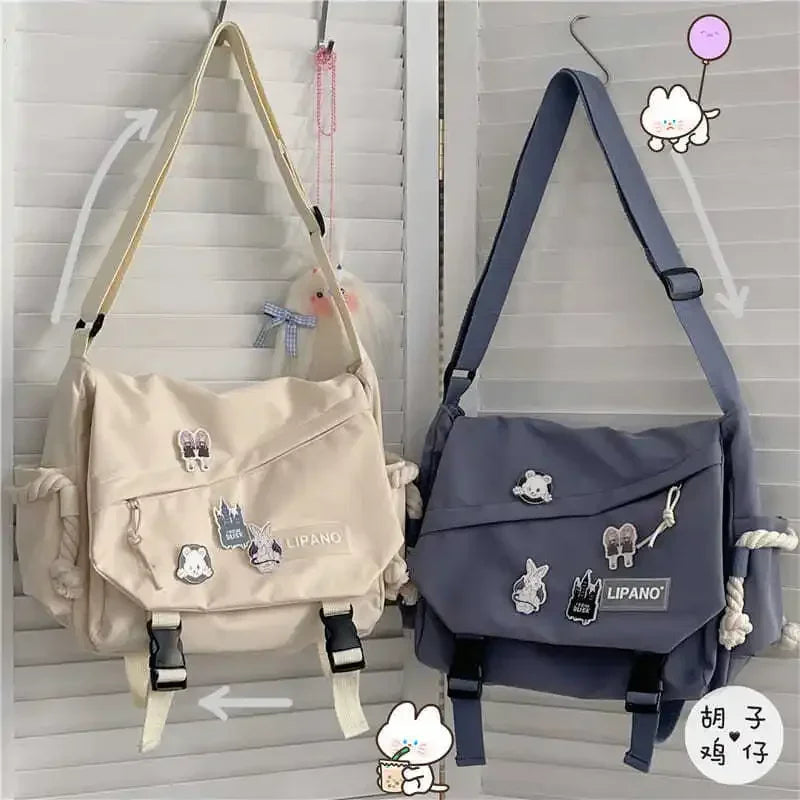 Sacs à main en nylon Sac à bandoulière Sacs d'école pour étudiants Sac pour filles Hommes Sac messager Harajuku Sacs à bandoulière de grande capacité pour adolescents